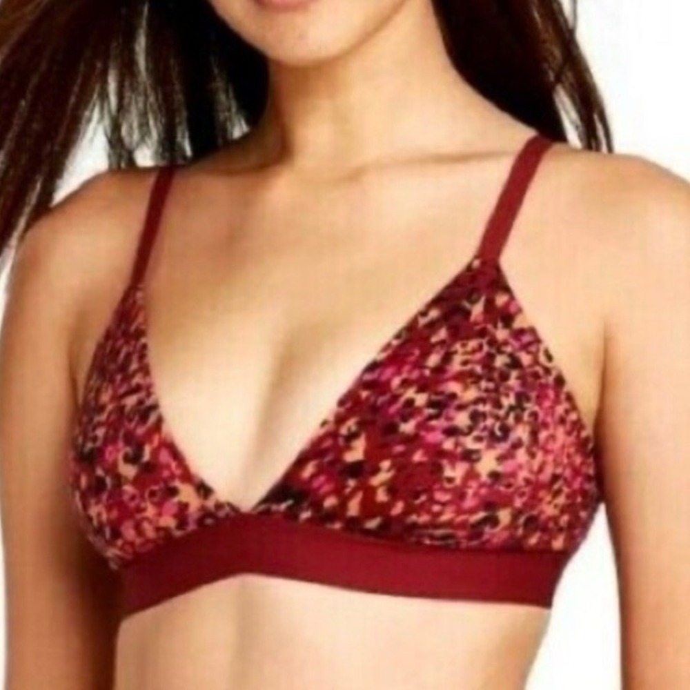 Auden Small Bralette Burgundy Pink Leopard Print Convertible Racerback J-Hook